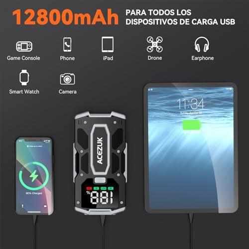 Reseña del Arrancador de Coches ACEZUK ⁣M01: 2000A, Pantalla LED, Banco‌ de Energía