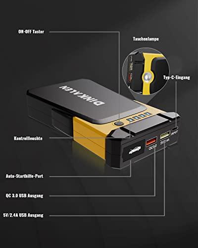 Reseña: Arrancador de Baterias ⁤DINKALEN 15800mAh 1200A - Negro y Amarillo