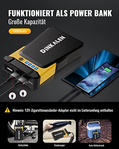 Reseña: ⁢Arrancador de Baterias DINKALEN 15800mAh⁤ 1200A - Negro y Amarillo