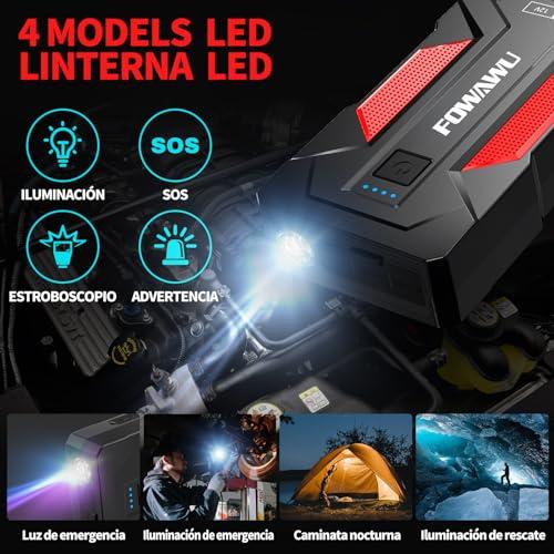 ¡Análisis detallado del FOWAWU Arrancador de‌ Baterias⁢ de Coche 3000A 24800mAh, con luz LED y 2 Puertos ⁤USB de Carga rápida!